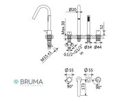 MEDIDAS MONOMANDO PARA BAÑO Y DUCHA DE REPISA X-ALPHA BRUMA